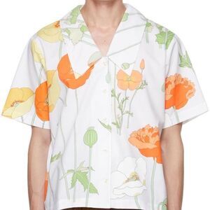 Rare NWT Tanner Fletcher WHITE JOYCE SHIRT IN ORANGE POPPIES Mens Sz XS Women…